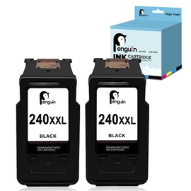 Penguin Ink Cartridge 240XXL Black for Canon PIXMA MG3620 MG3600 MG3520 MG2120 TS5120 MX532 MX512 MX472 MX452 Printers Remanufactured High Yield PG-240 XXL pg240 Noire 2-Pack