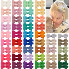 CLLOT Hair Clip 90PCS, Baby Girls Fully Lined Baby Bows Hair Pins Tiny 2' Hair Bows Alligator Clips for Infants Toddlers in Pairs