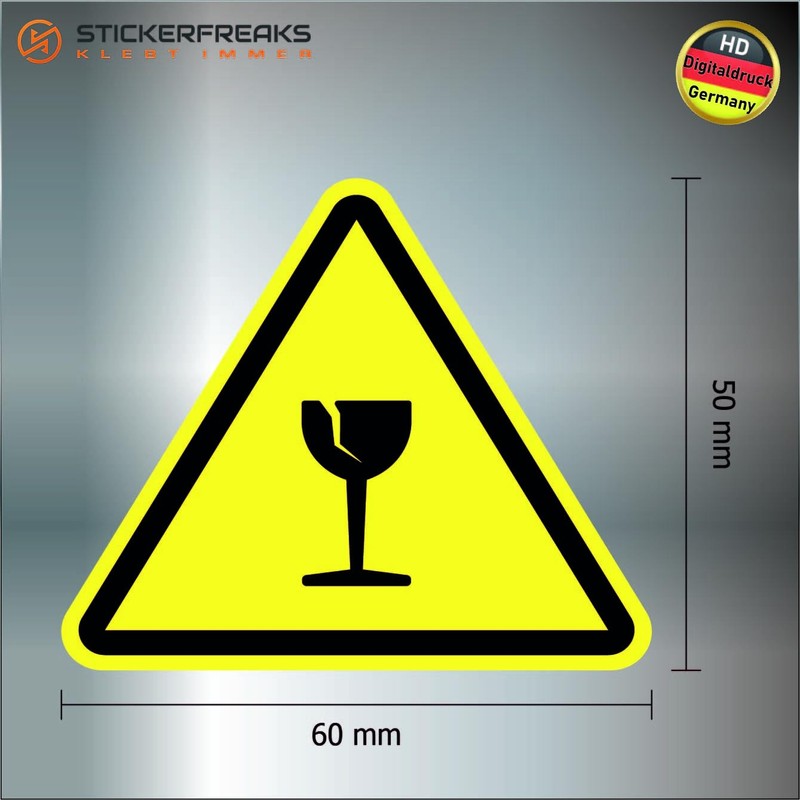 Pack of 8 Warning Stickers 6 x 5 cm Fragile