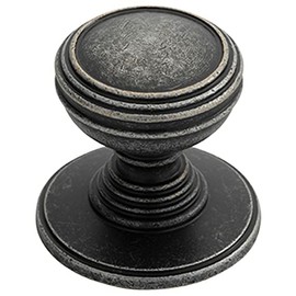 Ringed Tiered Cupboard Door Knob - 30mm Diameter - Pewter Cabinet Handle | Small Cupboard Door Knob - Wardrobe Cabinet Pull Handle - Suitable for Lightweight Internal Doors