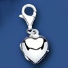 Sterling Silver Engravable Opening 3D Heart Locket Clip-On Clasp Charm