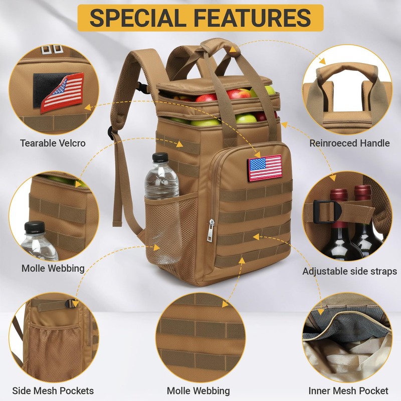 Fathers Day Gift-Tactical Backpack Cooler,Large Cooler Backpack Lunch Box for