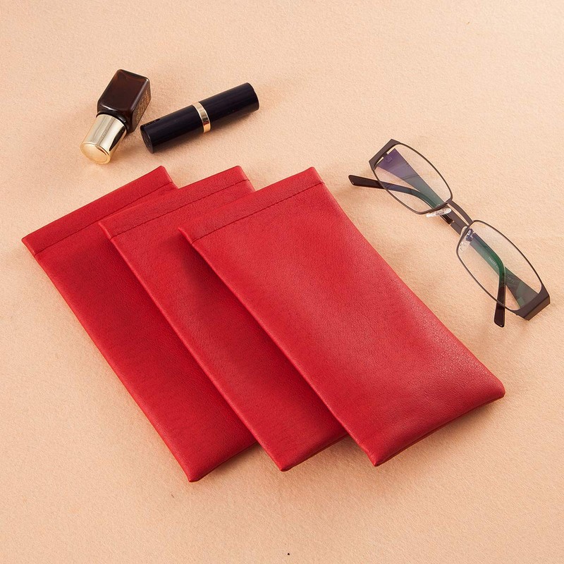 Squeeze Leather Sunglasses Pouch - 3 Pack Spring Storage Glass