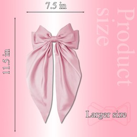 3Pcs Hair Bows for Women Pink Gray White Silky Satin Bow for Hair Coquette Bows Hair Clip Long Tail Hair Ribbons Hair Accessories Gifts