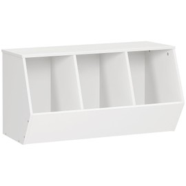 HOOBRO Toy Storage Cubby, Kids Bookshelf, Stackable 3-Bin Toy Storage Cabinet, Bookcase Footboard, Children's Toy Shelf, Hallway, White WT30CW01