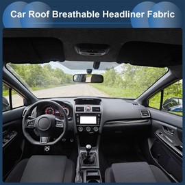 INFINAUTO Headliner Fabric 96" l x 60" W for Car Truck RV SUV Automotive Interior Trim DIY Roof Repair Replacement Foam Backing Breathable Mesh Fabric Black