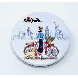 Girls & Women Fashion Elegant New York Souvenir Round Travel Mirror Hand Mirror Cosmetic Makeup Compact Mirror (JMR-270805F)
