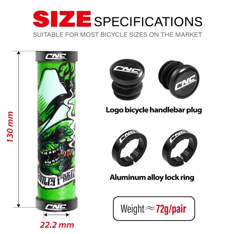 CHOOEE Mountain Bike Handlebar with Double Lock On Clamp，Bicycle grips