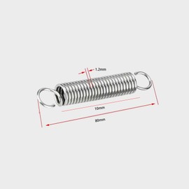 6Pcs Dual Hook Tension Spring, Wire Diameter 1.2mm, OD 10mm, Length 80mm, Extended Compressed Springs, Stainless Steel Replacement Springs