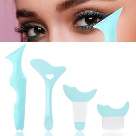 Eyeliner Stencils Tool Kit, 4Pcs Wing Tips, Eyeshadow Baffle, Eyeliner Aid for Beginners & Makeup Masters - Blue