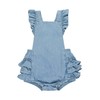 RuffleButts Light Wash Flutter Overall Romper - 6-12m