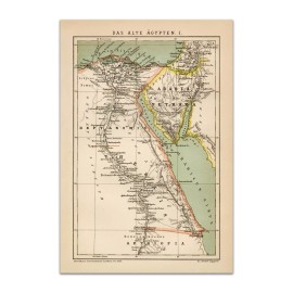 Old Map ANCIENT EGYPT 1882 Vintage Wall Decor Poster 15x22" German Print