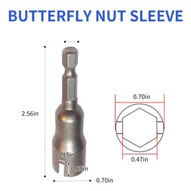 2 pcs Wing Nut Driver Set,Butterfly Hole Socket Wrench For Screws Eye And Panel 1/4” Hex Shank Wing Nuts Driver (Silvery)