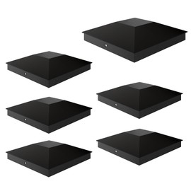 6pcs 3.6"x3.6" Plastic Fence Post Caps,Black Wood Post with Mounting Screws for Deck, Patio, Fence,Garden,Corridors - Water-Proof & UV-Proof