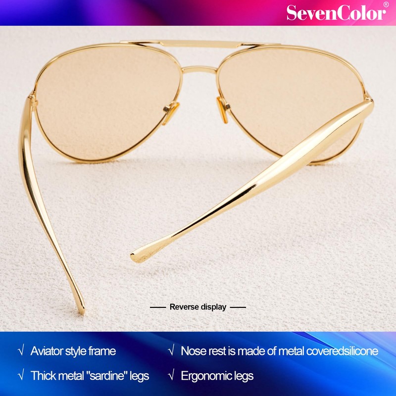 SevenColor Trendy Oversized Aviator Sunglasses for Women Men 2025 Gold