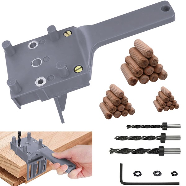 44PCS Handheld Dowel Jig Kit with Drill Guide Block, Professional