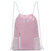WANDF Drawstring Backpack Sports Gym Sackpack with Mesh Pockets Water Resistant String Bag for Women Men Children (Pink)