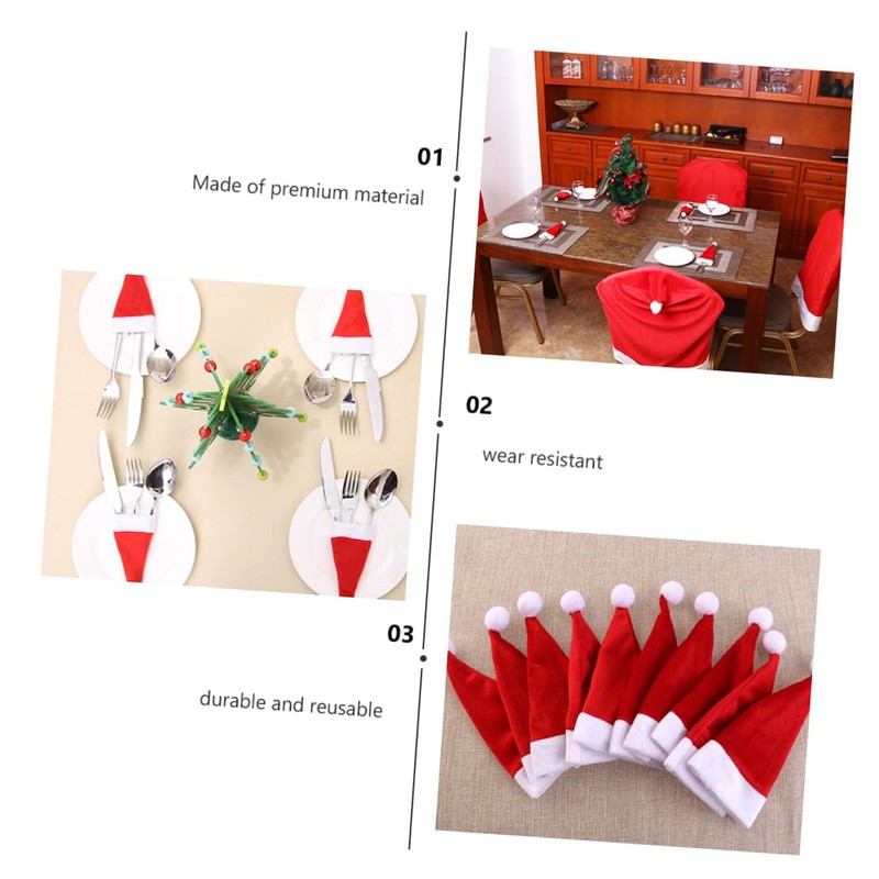 LABRIMP 28PCS Christmas Hat Cutlery Bags Silverware Holders Festive Tableware