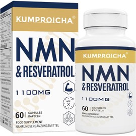 NAD+ Trans-Resveratrol Supplement 1100mg with Black Pepper Extract – Cellular Energy & Anti-Aging Support – Promotes Healthy Aging, Brain Function, and Metabolism – High Absorption Formula – 60 Capsules (1 Pack)