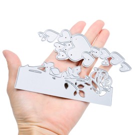 Set of 4 Cutting Dies Rose Flowers Heart Set Cutting Dies 3D Flower Blossom Hearts Edge Cutting Embossing Stencils for Scrapbooking Photo Album Cards Decoration Crafts