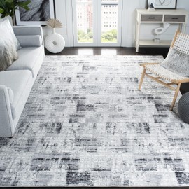 SAFAVIEH Amelia Collection Area Rug - 8' x 10', Grey & Charcoal, Modern Abstract Distressed Design, Non-Shedding & Easy Care, Ideal for High Traffic Areas in Living Room, Bedroom (ALA786F)
