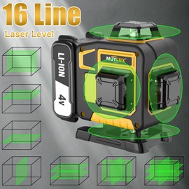 16 Laser Level with 1M Tripod, 4x360° Laser Line, Green Cross Line Laser with Tripod Self-Leveling, Lazer Leveler Tool for Picture Hanging laserpower<1mW, 2 Batteries