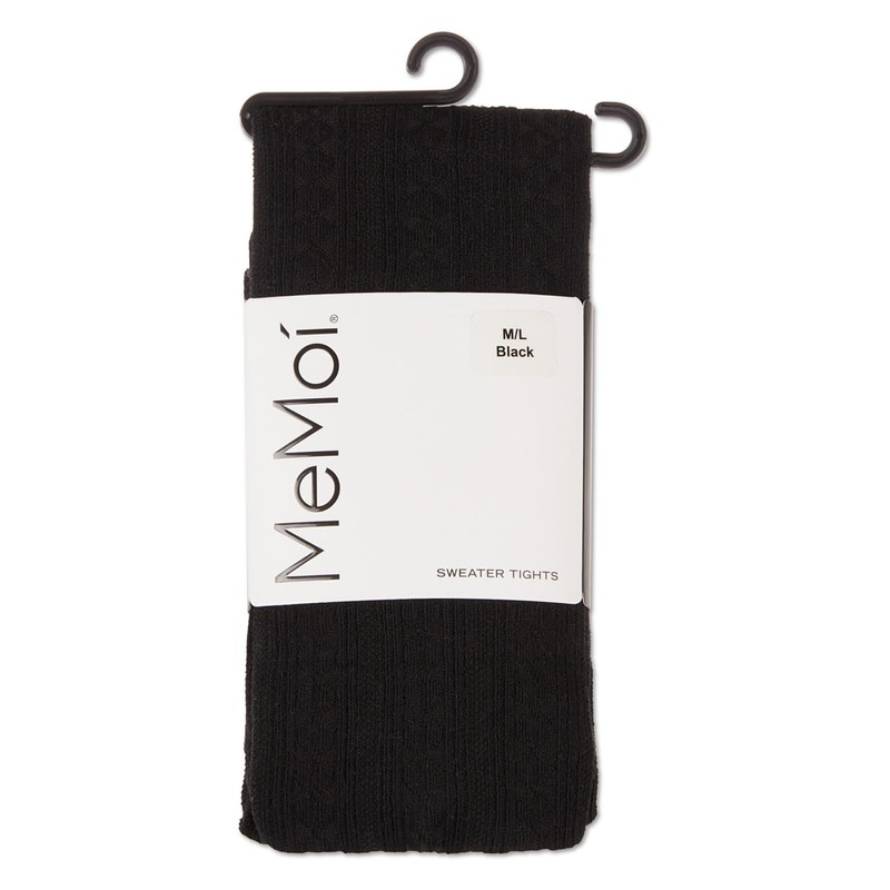 MeMoi Textured Sweater Cable Tights Mo-361 Black,Small / Medium