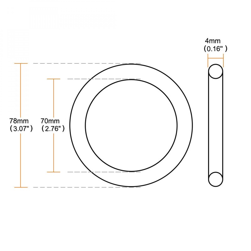 sourcingmap Nitrile Rubber O-Rings, 78mm OD 70mm ID 4mm Width,