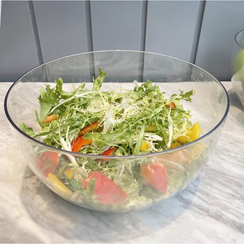 Qxbekmor Large Acrylic Salad Bowls and Serving Bowls, Great for
