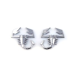 2 Pieces Scorpion Emblem 3D Metal Badge Car Side Back Front Decoration Sticker Fit Universal Car Vehicle Truck (Silver)