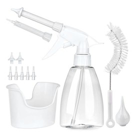 Ear Washer Cleansing Kit Conical Shaped Wax Removal 7 Nozzle Brush Ear Irrigation Flushing Kit 300ml