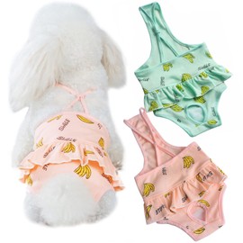 2 Pieces Dog Diaper with Suspender Washable Sanitary Pantie Reusable Puppy Sanitary Pants Cute Pet Underwear Diapers Jumpsuits for Small Female Dogs Girl in Heat Period (M)