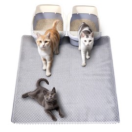 BurgeonNest Jumbo PVC Foam Cat Litter Mat XL 45x31inch Soft on Paws,Urine-Proof & Water Resistant Cat Mat, Double Layer Traps Litter from Box, Scatter Control, Easy Clean – Gray