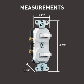 Legrand Pass & Seymour 696WGCC6 Combination Switch, One 15 Amp 120/277V Single Pole Toggle Switch and One 15 Amp 120/277V 3-Way Toggle Switch, Grounding, White (1 Count)