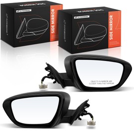 A-Premium Pair (2) Driver and Passenger Side Power Door Mirror - Compatible with Nissan Rogue 2016 - Non-Heated Manual Folding Black Outside Rear View Mirror w/Turn Signal
