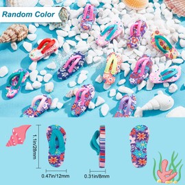 SUNNYCLUE 1 Box 50Pcs Flip Flop Charms Polymer Clay Cabochon Handmade Flower Slipper Ornament Flat Back Cabochons Summer Hawaii Miniature Flip Flops for Jewellery Making Scrapbooking Embellishments