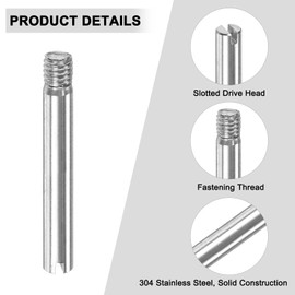 M METERXITY 20-Pack M4 x 30mm Slotted Cylindrical Pin Dowel, 304 Stainless Steel External Thread Locating Dowel Parallel Pins for Metal Devices/Wooden Projects [Silver Tone]