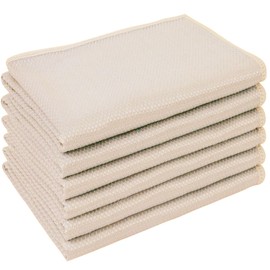 HIDMD Microfibre Polishing Cloths Microfiber Cleaning Cloths Lint free Towels for Dishes Glasses Car Windows Mirrors Screen TV Tablets Camera 30CM X 40CM Beige 6PCS