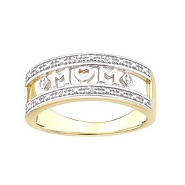 Old English Jewellers 9ct Yellow Gold on Silver Diamond MUM Ring sizes J - V (J)