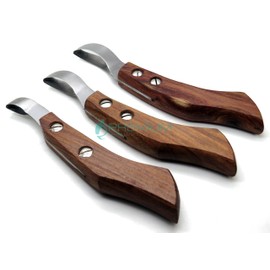 3 Pcs Hoof Knife 7.5" (Small, Medium, Large) Farrier Tools Wooden Handle Premium Instruments Upgraded Pattern