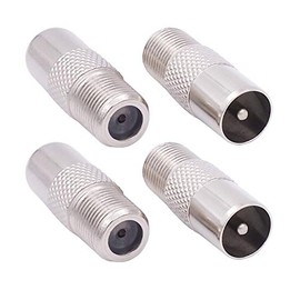 Fancasee (4 Pack 75 Ohm F Type Female to PAL Male Plug Jack Adapter Barrel Connector Coupler Converter for TV Satellite FM Coax Coaxial Cable Antenna