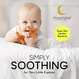 Moonjax Natural Rubber Baby Teething Toys - Baby teether for Infants, Toddlers, Newborns, CPSIA Certified