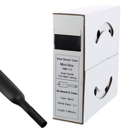 5 m BLACK HEAT SHRINK TUBE 25.4 mm; 12.7 mm
