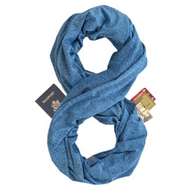 Zero Grid Infinity Travel Scarf Loop with Hidden Zipper Pockets for Passport, Phone, Cash, Cards - Converts to Blanket, Wrap, or Shawl