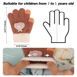 JUPSK Kids Gloves Winter Knitted Gloves Magic Full Finger Gloves Stretchy Warm Fleece Children Gloves for Boys and Girls, 3-5 Years Old, 3 Pairs