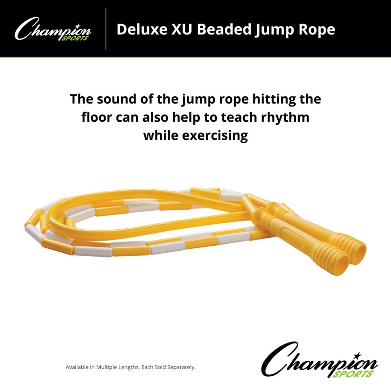 Champion Sports Deluxe XU Skipping Rope with Beads, Various Lengths