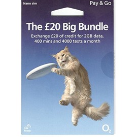 O2 PAY & GO THE £20 Big Bundle Nano Sim card