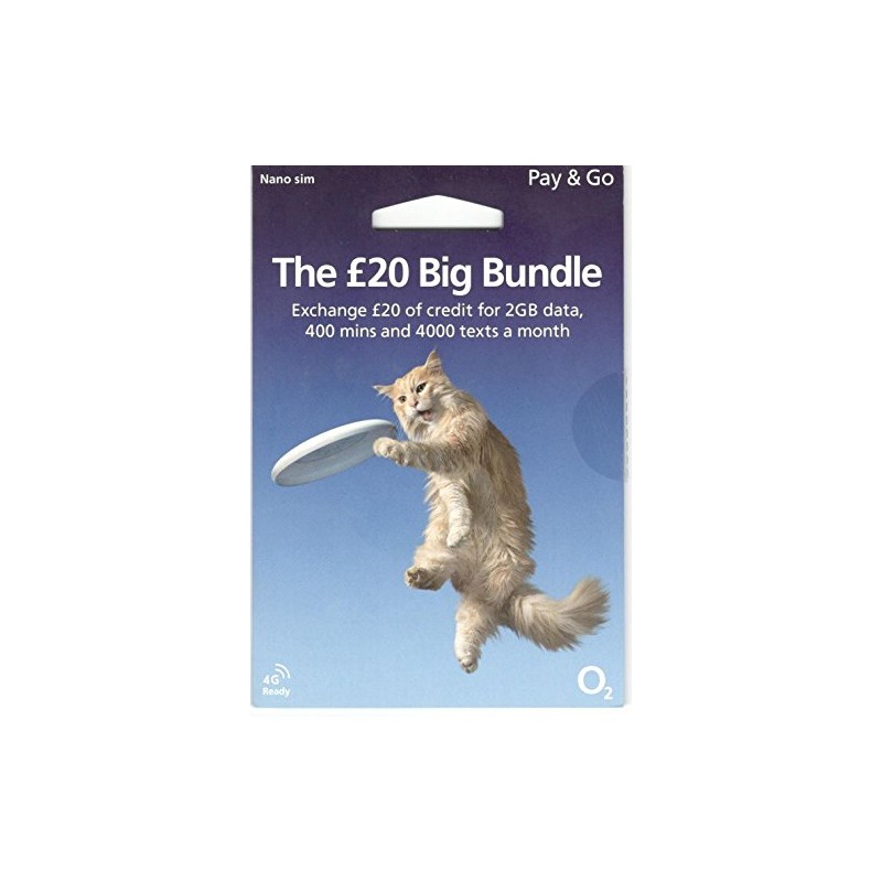 O2 PAY & GO THE £20 Big Bundle Nano Sim
