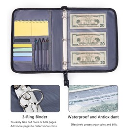 FRECOLSH Fireproof Coin Collection Book Coin Holder, 300 Pockets Fireproof Coin Collection Book & 36 Paper Money Organizer Binder for Coin Collection Supplies,Coin Collector Gifts
