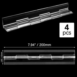 Rierdge 4 Pcs Plastic Hinges Clear, Tranparent Acrylic Hinges Mini Hardware for Box Handicrafts (1.63 x 7.94 Inch)
